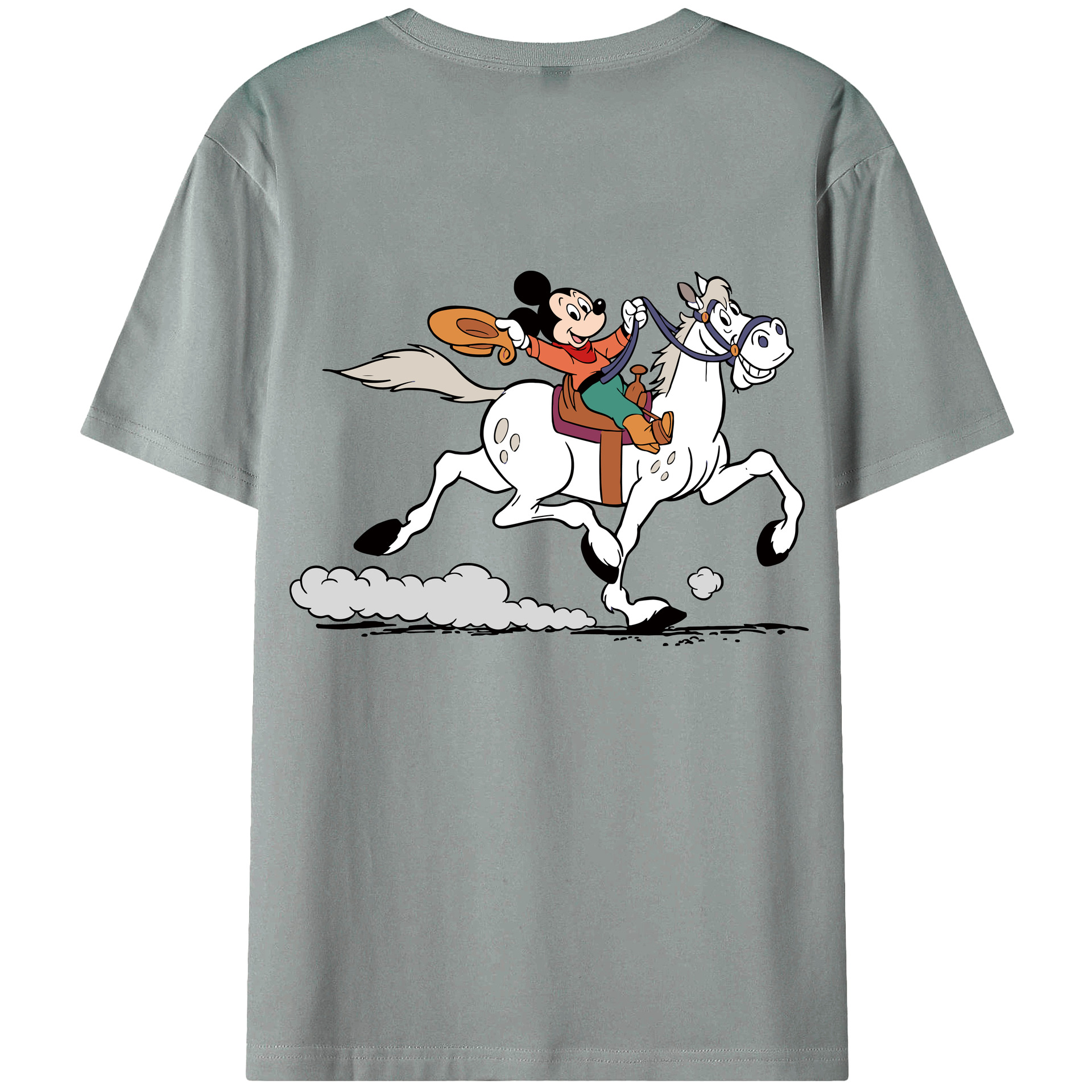 ミッキーマウス Mickey Mouse 綿100％ メンズ半袖Tシャツ（バックプリント） 通気性